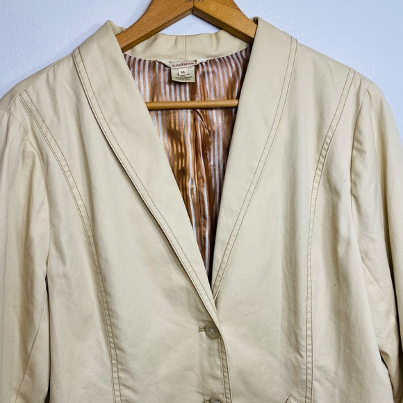 Sundance Cream Jacket Women’s Size 14 Business Casual Blazer 100% Cotton Shell - Picture 2 of 10